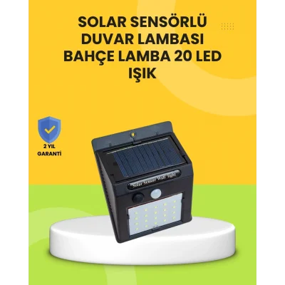 BUĞZ Güneş Paneli ile Şarj Olan 20 LED Dış Mekan Hareket Sensörlü Lamba