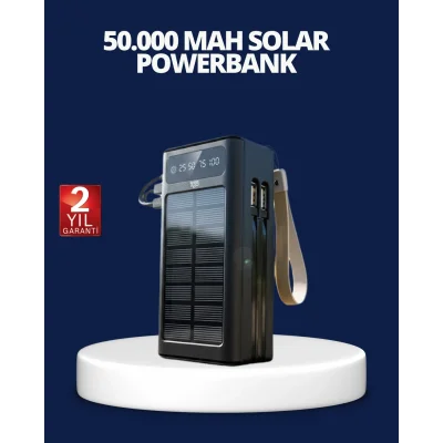 BUĞZ Güneş Panelli Powerbank LED Işıklı Taşınabilir Şarj Cihazı
