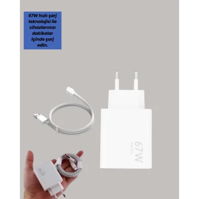 BUĞZ Güvenli ve Hızlı Şarj İçin 67W Turbo Adaptör Type-C Kablo ile - Lisinya