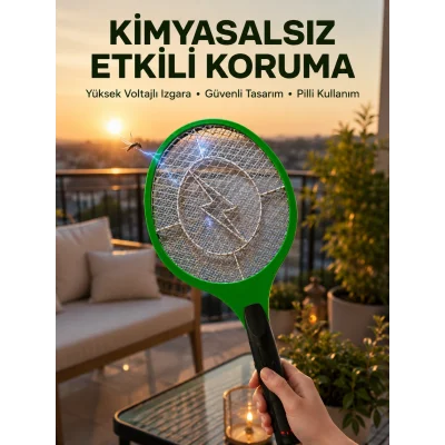 BUĞZ Hafif ve Ergonomik Elektronik Böcek Öldürücü – Güvenlik Koruması ile Pil Kontrollü