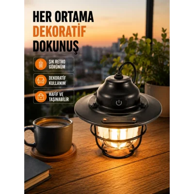 BUĞZ Hafif ve Taşınabilir Retro Tasarım Kamp Lambası