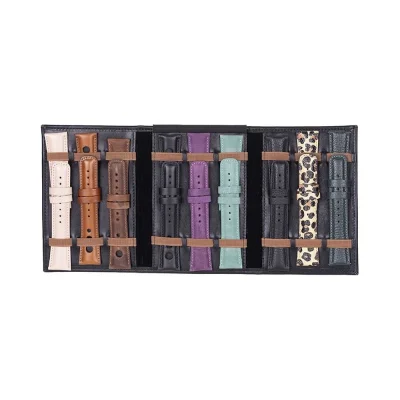  Hakiki Deri, El Yapımı, Saat Kordonu Taşıma Çantası, Kömür Siyah