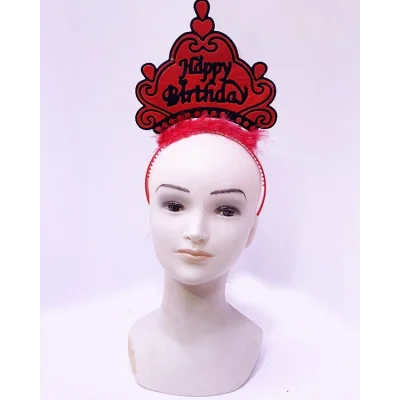  Happy Birthday Neon Kırmızı Renk Doğum Günü Tacı 24x15 cm