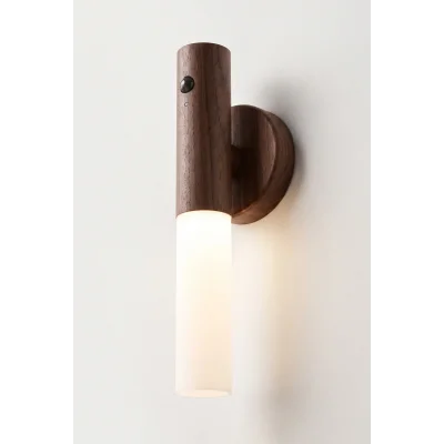 BUĞZ Hareket Sensörlü Şarjlı LED Ahşap Görünümlü Günışığı Kablosuz Duvar Aplik Lambası