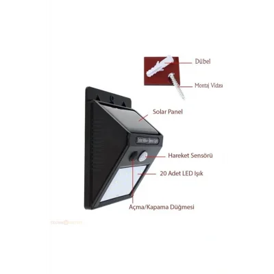BUĞZ Hareket Sensörlü Solar Dış Mekan Lambası