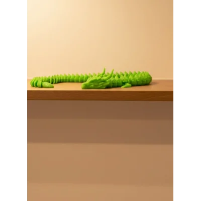 BUĞZ Hareketli Yeşil Ejderha Figür Uzun Gövdeli Koleksiyonluk Tasarım