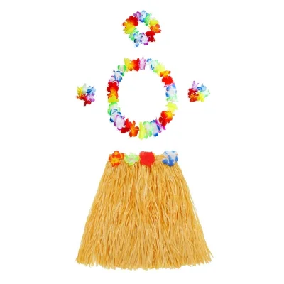 BUĞZ Hawaii Kolye Etek Taç ve Bileklik Seti Turuncu