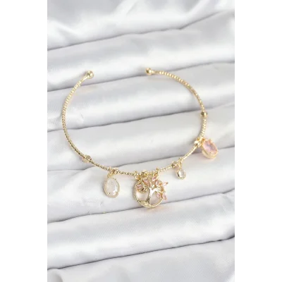 BUĞZ Hayat Ağacı Charmlı Gold Renk Pirinç Kadın Bileklik
