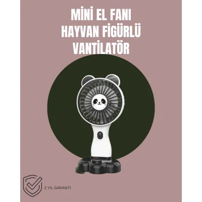  Hayvan Figürlü Mini El Fanı – USB Şarjlı Sessiz Vantilatör