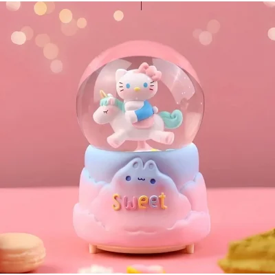 BUĞZ Hello Kitty İçi Dönmeli Püskürtmeli Işıklı Müzikli Kar Küresi Büyük Boy Alk3036