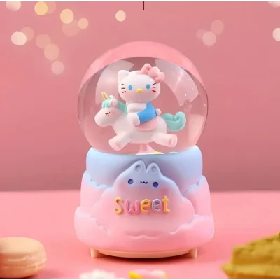 BUĞZ Hello Kitty İçi Dönmeli Püskürtmeli Işıklı Müzikli Kar Küresi Büyük Boy Model 2