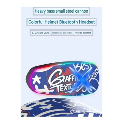 BUĞZ Helmet Graffiti Motor Kask Kulaklık Rgb Modlu Su Geçirmez 6.0 Bluetooth Intercom Yenı Model
