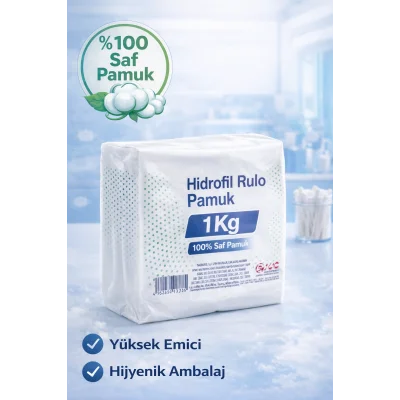 BUĞZ Hidrofil Rulo Pamuk 1 Kg Saf Pamuk Yüksek Emici Medikal ve Kozmetik Kullanım 1 ADET
