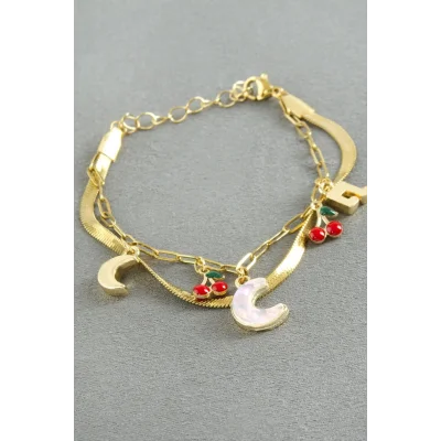 BUĞZ Hilal Şans Mineli Çelik Bileklik