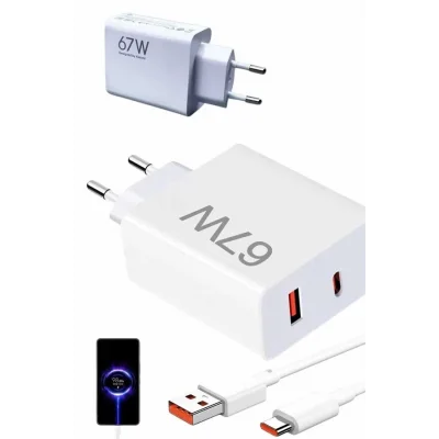  Hızlı Şarj Aleti Adaptörü Kablo Seti 67W Uzun Ömürlü Beyaz