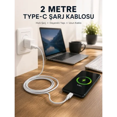 BUĞZ Hızlı Şarj Destekli 2 Metre Type-C Kablo