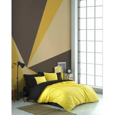 BUĞZ Hobby Kingsize Poplin Nevresim Diamond Sarı Siyah