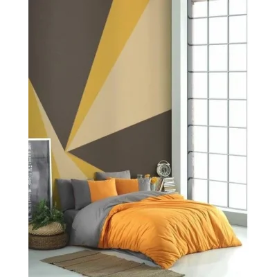 BUĞZ Hobby Kingsize Poplin Nevresim Diamond Turuncu Antrasit