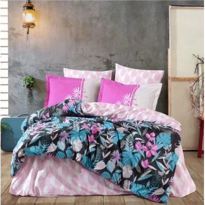 BUĞZ Hobby Kingsize Poplin Nevresim Monstera Fuşya