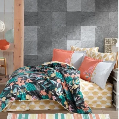 BUĞZ Hobby Kingsize Poplin Nevresim Monstera Oranj