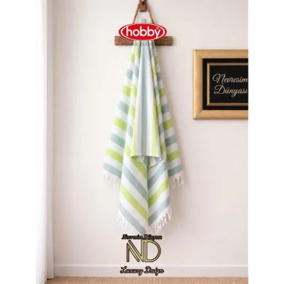 BUĞZ Hobby Stripe Yeşil Plaj Havlusu 70x140