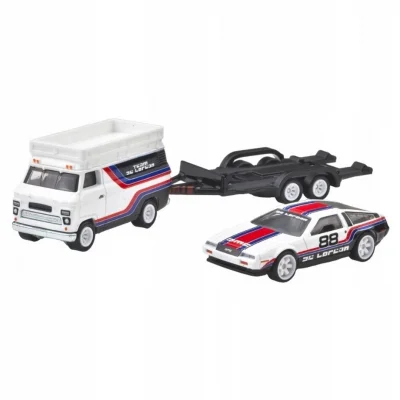  Hot Wheels Car Culture Team Transport DMC DeLorean & HW Rally Hauler Diecast Car