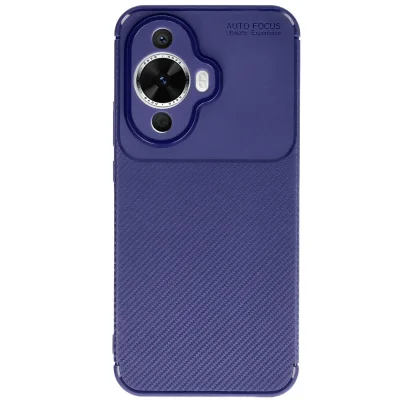 BUĞZ Huawei Nova 12s Kılıf Auto Focus Karbon Kapak - Lacivert