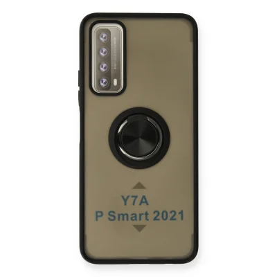 BUĞZ Huawei P Smart 2021 Kılıf Montreal Yüzüklü Silikon Kapak - Siyah