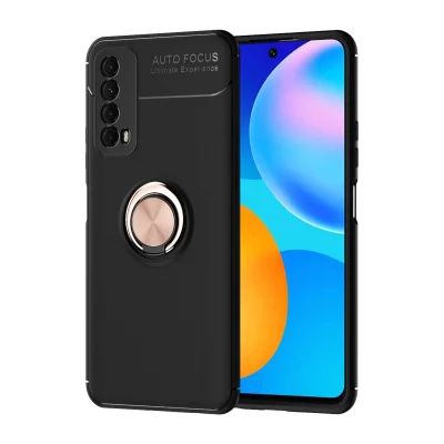 BUĞZ Huawei P Smart 2021 Kılıf Range Yüzüklü Silikon - Siyah-gold