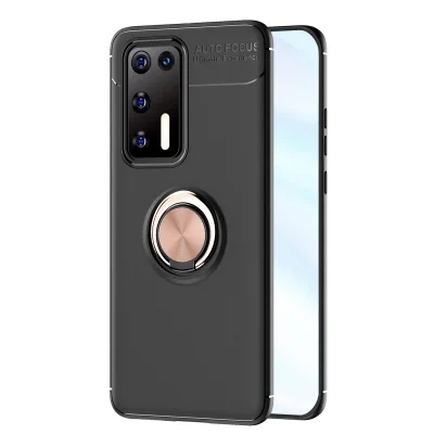 BUĞZ Huawei P40 Kılıf Range Yüzüklü Silikon - Siyah-gold