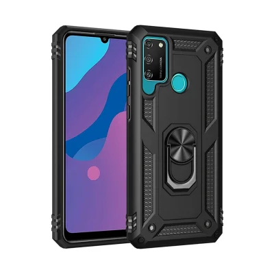 BUĞZ Huawei Y6p Kılıf Sofya Yüzüklü Silikon Kapak - Siyah