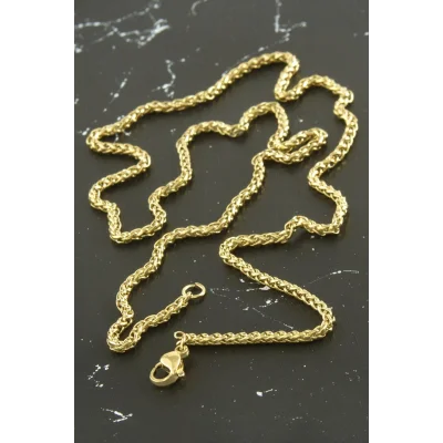 BUĞZ İç İçe Zincir Çelik Kolye 55 cm