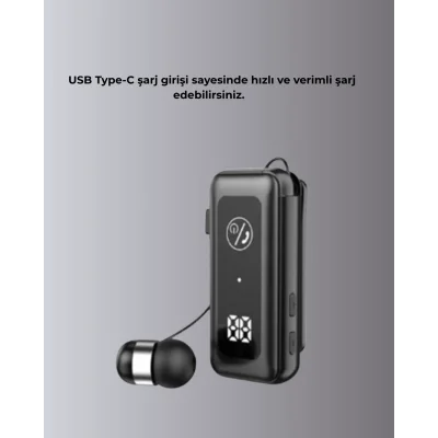 BUĞZ İçi Sarılabilen Kablo ve Yaka Klipsli Bluetooth Kulaklık - BUĞZ