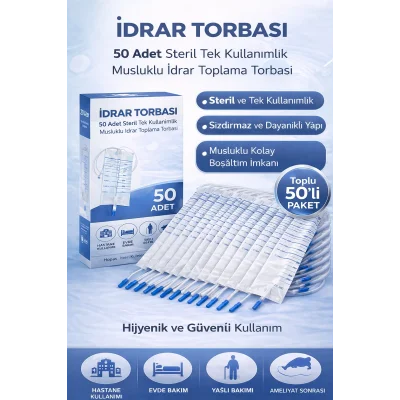 BUĞZ İdrar Torbası Steril Medikal İdrar Toplama Torbası 50 ADET