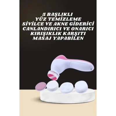 BUĞZ İkili Cilt Bakım Seti 5 Başlıklı Yüz Temizleme ve Masaj Aleti Canlandırıcı ve Onarıcı