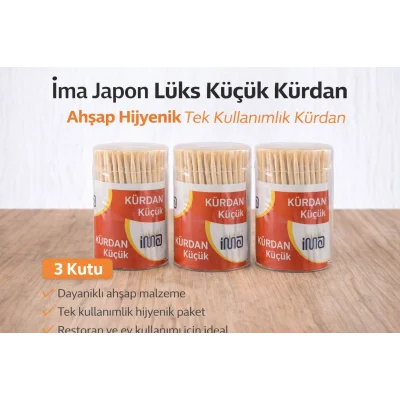 BUĞZ İma Japon Lüks Küçük Kürdan Ahşap Hijyenik Tek Kullanımlık Kürdan 3 Adet