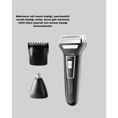 BUĞZ İnsua 3’lü Tıraş Makinesi – 3 Farklı Kesim Başlığı, Güçlü Motor, 60 Dakika Kullanım - Lisinya