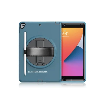 BUĞZ İpad 10.2 (7.nesil) Kılıf Hand Strap Tablet Kılıfı - Turkuaz