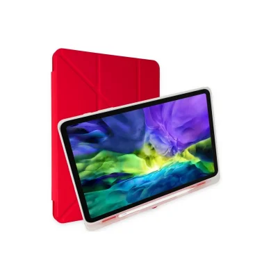 BUĞZ İpad 10.2 (8.nesil) Kılıf Kalemlikli Mars Tablet Kılıfı - Kırmızı