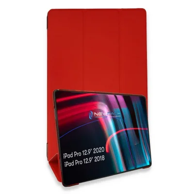 BUĞZ İpad Pro 12.9 (2021) Kılıf Tablet Smart Kılıf - Kırmızı
