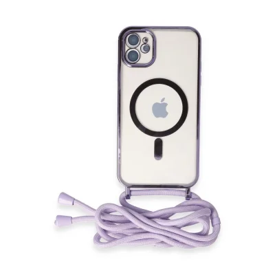 BUĞZ İphone 11 Kılıf Divo Lazer Askılı Magsafe Kapak - Lila