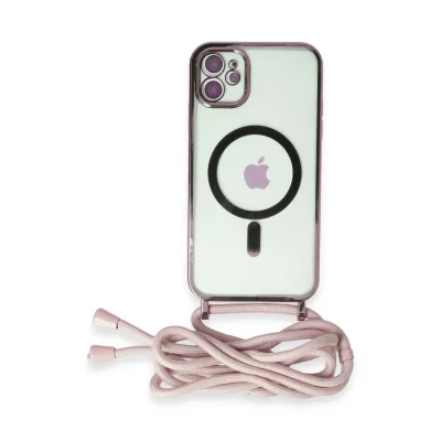 BUĞZ İphone 11 Kılıf Divo Lazer Askılı Magsafe Kapak - Pembe