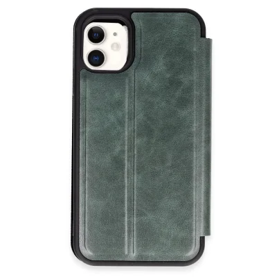 BUĞZ İphone 11 Kılıf Flip Cover - Koyu Yeşil