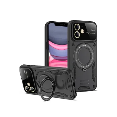 BUĞZ İphone 11 Kılıf Joy Lens Standlı Kapak - Siyah