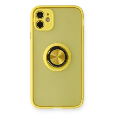 BUĞZ İphone 11 Kılıf Montreal Yüzüklü Silikon Kapak - Sarı