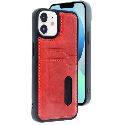 BUĞZ İphone 11 Kılıf Sara Kartvizitli Deri Kılıf - Kırmızı