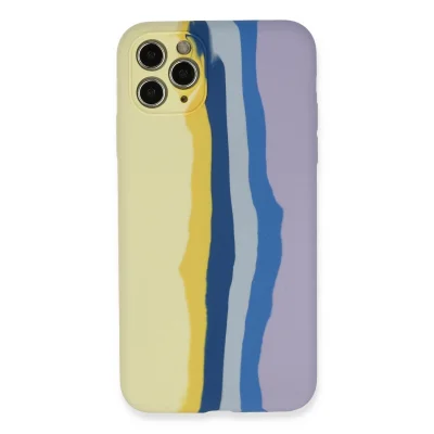 BUĞZ İphone 11 Pro Kılıf Ebruli Lansman Silikon - Sarı-lila