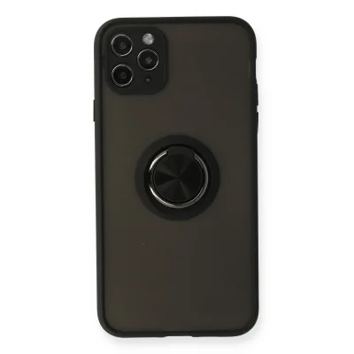 BUĞZ İphone 11 Pro Kılıf Montreal Yüzüklü Silikon Kapak - Siyah