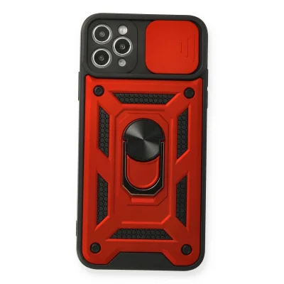 BUĞZ İphone 11 Pro Kılıf Pars Lens Yüzüklü Silikon - Kırmızı