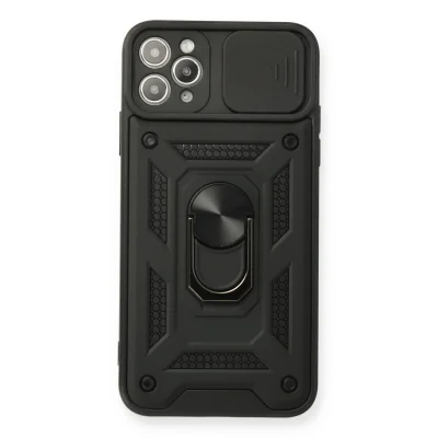 BUĞZ İphone 11 Pro Max Kılıf Pars Lens Yüzüklü Silikon - Siyah